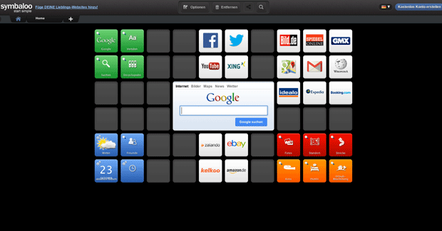 Symbaloo Oberfläche