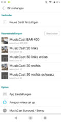 Das Einstellungsmenü. Hier werden unter anderem neue Lautsprecher hinzugefügt.