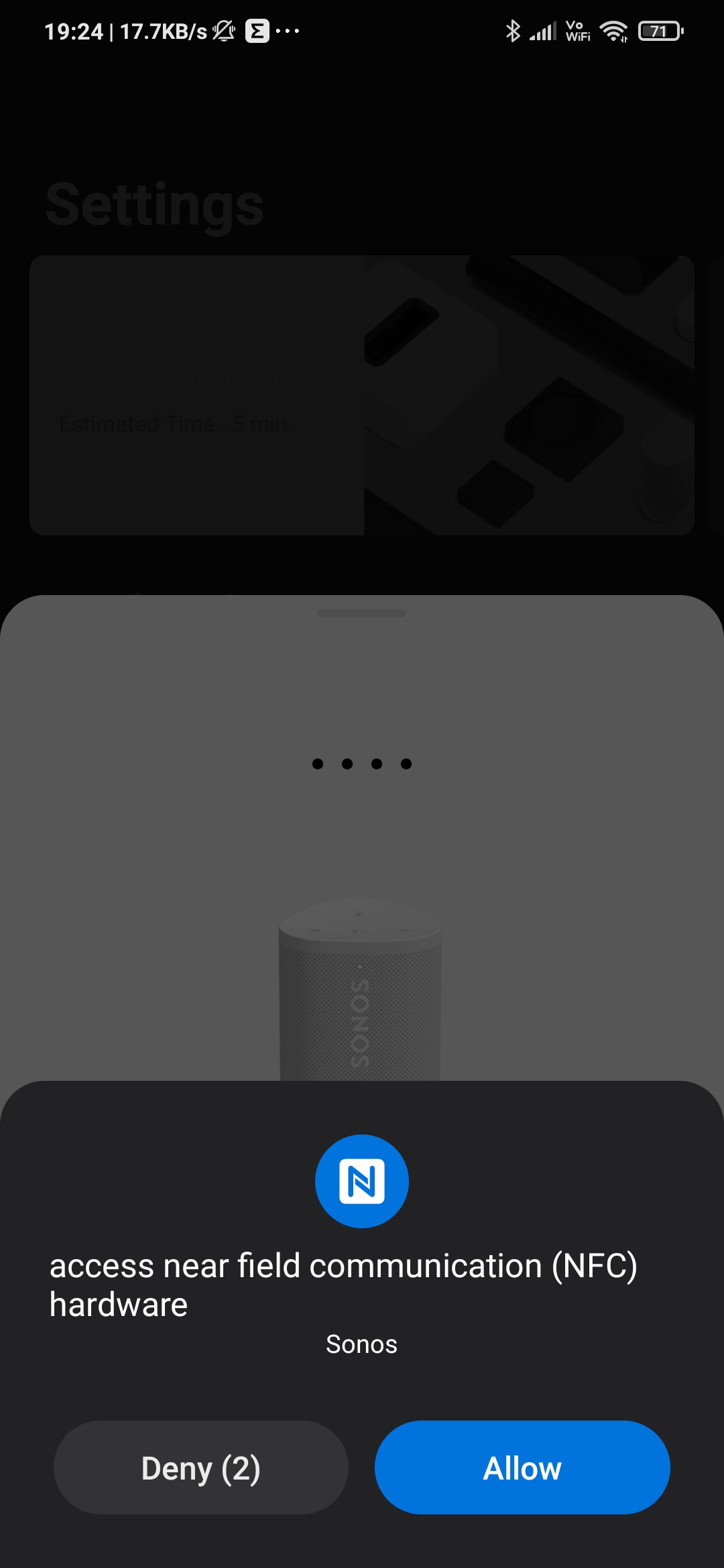 Sonos App NFC Berechtigung