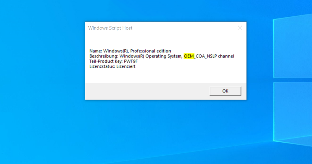 Windows Lizenztyp herausfinden
