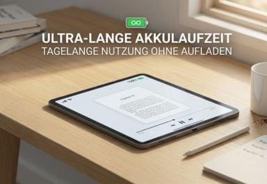 Tablet mit Langer Akkulaufzeit Beitragsbild - Tablet liegt auf dem Tisch